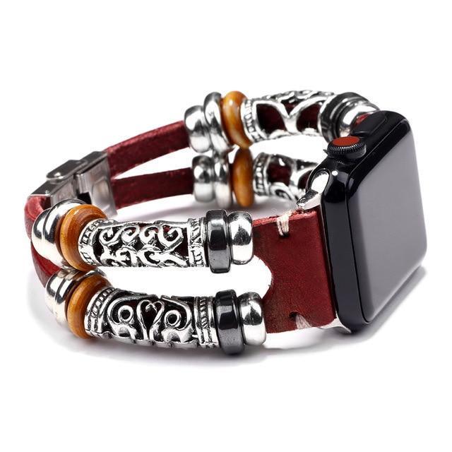 Alexis Leather Embossed Ornament Wrist band For Apple Watch Series 1 - 7 (5 colours) - Burnana Concept